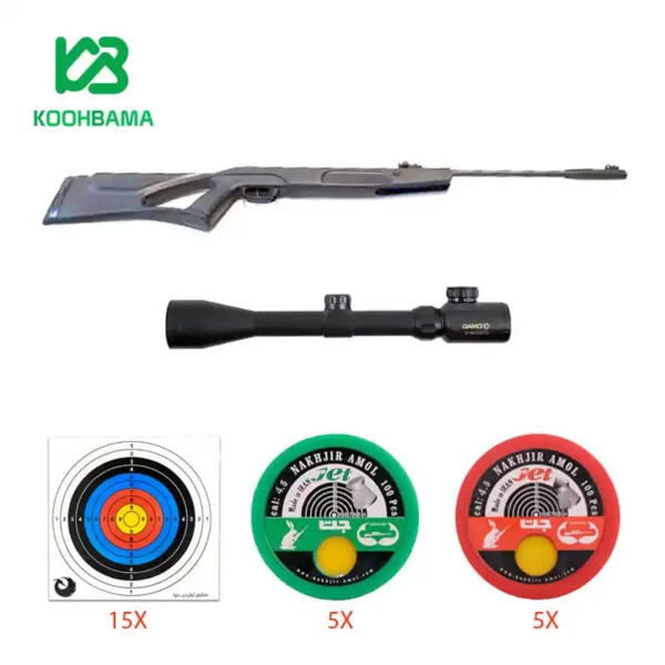 ست تفنگ بادی توکا کالیبر 4/5 قنداق پلیمری + دوربین + ساچمه + سیبل